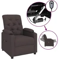 vidaXL Fauteuil verstelbaar elektrisch stof donkerbruin