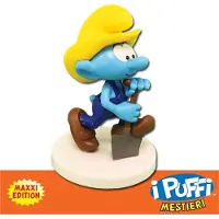 De Smurfen Tuinman smurf / Boerensmurf - - Plastic verzamelfiguurtje op rondje - 9 cm