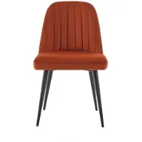 Vente-unique Set van 2 stoelen van fluweel en zwart metaal - Terracotta - ELEANA