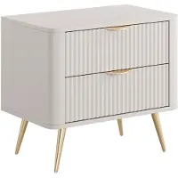 Vente-unique Nachtkastje - 2 lades - Beige en goudkleurig - ELONARIA