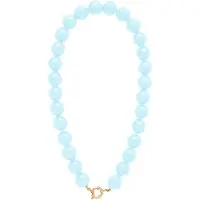 Yehwang Big Beady Babe Charm Ketting | RVS & Resin | Pastel Blauwe Kralen | Kralen Ketting | Grote Kralen