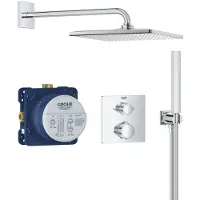 GROHE QuickFix Precision Thermostat Perfect inbouw douchesysteem met Vitalio Rain Mono 310 Cube hoofddouche chroom 34881000