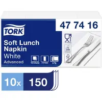 Tork tissue servet 33x33cm 3-laags 1/8-vouw wit 10x150