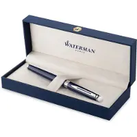 Waterman Hémisphère vulpen, blauwe lak met palladium details, roestvrijstalen medium penpunt, blauwe inkt, geschenkset
