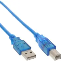 InLine - Câble USB - USB (M) pour USB type B (M) - 3 m - bleu transparent