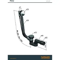 Hotbath Mate P032 badafvoer verlengd met overloop tuscan bronze