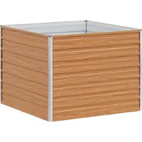 vidaXL Verhoogde plantenbak, lichtbruin, 100 x 100 x 77 cm, verzinkt staal