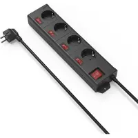 Hama 223122: stekkerdoos met 4 stopcontacten en schakelaar, 1,4 meter, zwart
