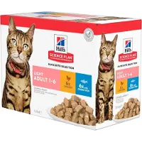 Hill's Pet Nutrition Science Plan Kattenvoer Nat Adult Light Favorite Selection Multipack Kip - Vis 12 x 85 gr