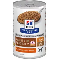 Hill's Pet Nutrition K/D J/D Kidney + Mobility nat hondenvoer met kipsmaak blik 1 tray (12 x 370 g)