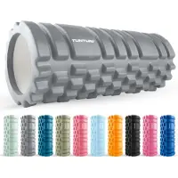 Tunturi Yoga Grid Foam Roller - Massage Roller - Foamroller - Fitness Roller - Grijs - 33cm - Incl. gratis fitness app