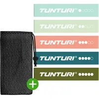 Tunturi 5 Weerstandsbanden Set - Mini Power body band - Weerstandsband - Fitness elastiek - Fitnessband - Trainingsband - Gymnastiekband - Incl. gratis fitness app