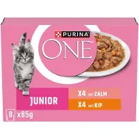 Purina One Kattenvoer Nat Junior Kip & Zalm 8 x 85 gr