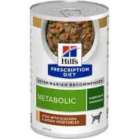 Hill's Pet Nutrition Metabolic Weight Management stoofpotje voor hond met kipsmaak & groenten blik 4 trays (48 x 354 g)