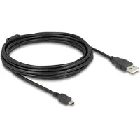 DeLOCK USB Mini B naar USB-A kabel met ferriet kern - USB2.0 - tot 1A / zwart - 5 meter
