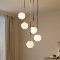 Opviq Glazen hanglamp, dimbaar, wit / opaal, Woon-/ Eetkamer, Glas, hanglamp