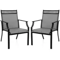 Costway Set van 2 tuinstoelen, terrasstoelen met breed zitvlak en sneldrogende stof, balkonstoelen, outdoorstoelen, belastbaar tot 150 kg, voor tuin, balkon, zwembad (blauw)