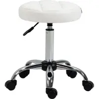 OKWISH Vergaderstoelen - Ergonomische Bureaustoel Met Draaibare Zitting - Verstelbare Hoogte, Voor Thuiswerk & Salon - 35,5×35,5×67 cm - Ledervezelstof - Wit