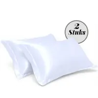 Beauty Silk - Kussenslopen - 60x70 - 2 stuks - Glans Satijn - Wit