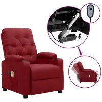 vidaXL Massagestoel elektrisch stof wijnrood