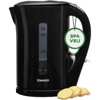 Tomado TWK1700B - Waterkoker - 1,7 liter - Kunststof - Lichtgewicht - Waterniveau indicator - Zwart