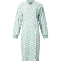 Lunatex - warm dames nachthemd 224186 - aangeruwd interlock - groen - maat M