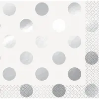 Unique Servetten Zilver Dots 16 stuks