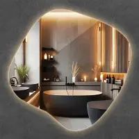 Wallfluent LED Spiegel - Spiegel Organische Vorm - 77,3 cm x 76,6 cm - Warm Wit 3000K - Organische Spiegel Met LED Verlichting - Grote Spiegel - Organische Spiegel - Grote Spiegel - Verlichte Spiegel