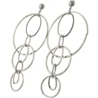 Behave - Dames oorbellen - Zilverkleur retro hanger voor avondlook 8 cm