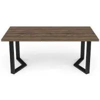 Demeyere Tafel - MONACO - Rechthoekig - Salon eik melamine decor - Zwarte V-vormige poot - 6 plaatsen - 180 x 90 cm -