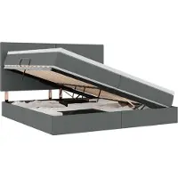 vidaXL Opslag bed met matras met opslag Donkergrijs 200 x 200 cm Stof