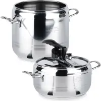Profi Serie - Roestvrijstalen Snelkookpan Set - 4+7 Liter - Dubbele Veiligheidsventielen - Geschikt voor Alle Kookplaten