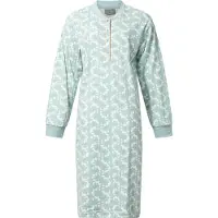 Lunatex - warm dames nachthemd 224186 - aangeruwd interlock - groen - maat XL