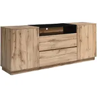 Vente-unique Buffetkast met 2 deuren, 2 lades en 1 nis - Naturel en zwart - CEMILINA