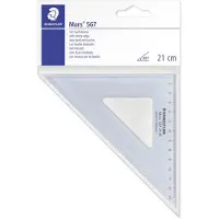 Staedtler Linialen, Tekendriehoek Mars, 45 graden, schuine zijde: 200 mm gemaakt van plexiglas, met inktrand, (210 mm)