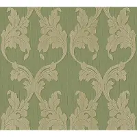 Architects Paper Barok Behang Groen – Tessuto Velours Linnen Vliesbehang met Klassiek Ornament 956284
