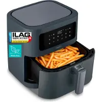 Medion E40 XL heteluchtfriteuse (5,2 liter, airfryer, 2.150 watt, 9 automatische programma's, bakfunctie, frituren zonder olie, touchscreenbediening, LED-display, ILAG PFAS-vrij), matgrijs