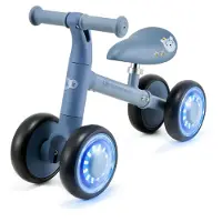 Kinderkraft CUTIE FLASH – 3-wiel Loopfiets – Verstelbaar Eco-leer Zadel – LED RGB Wielen – Stuurbegrenzer – 12–36 Maanden – Blauw