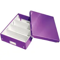Leitz Wow Click & Store Middelgrote Opbergdoos - 85% Gerecycled Karton - Ruimtebesparende Sorteerdoos met Vakjes - 28.1 x 10 x 37 Cm (BxHxD) - Paars