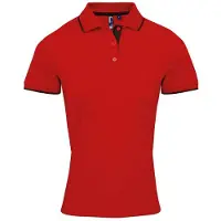 Premier Dames/Dames Coolchecker Contrast Piqué Poloshirt (Rood/zwart)