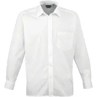 Premier Heren Poplin Formeel Overhemd Met Lange Mouwen (Wit)