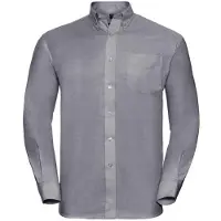 Russell athletic Russell Collection Heren Oxford Formeel Overhemd Met Lange Mouwen (Zilver)