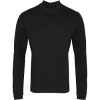 Premier Heren Lange Mouw Coolchecker Pique Polo Shirt (Zwart)