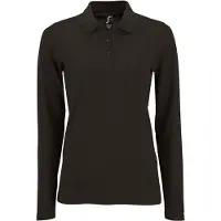 Sols Dames/dames Perfecte Lange Mouw Pique Polo Shirt (Zwart)