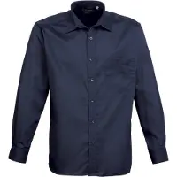 Premier Heren Poplin Formeel Overhemd Met Lange Mouwen (Marine)