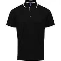 Premier Herencontrast Coolchecker Polo Shirt (Zwart/Wit)