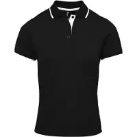 Premier Dames/Dames Coolchecker Contrast Piqué Poloshirt (Zwart/Wit)