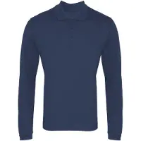 Premier Heren Lange Mouw Coolchecker Pique Polo Shirt (Marine)