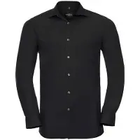 Russell athletic Russell Collection Heren Ultimate Stretch Formeel Overhemd met Lange Mouwen (Zwart)