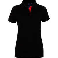 Asquith & Fox Dames/Dames Korte Mouwen Contrast Poloshirt (Zwart / Rood)